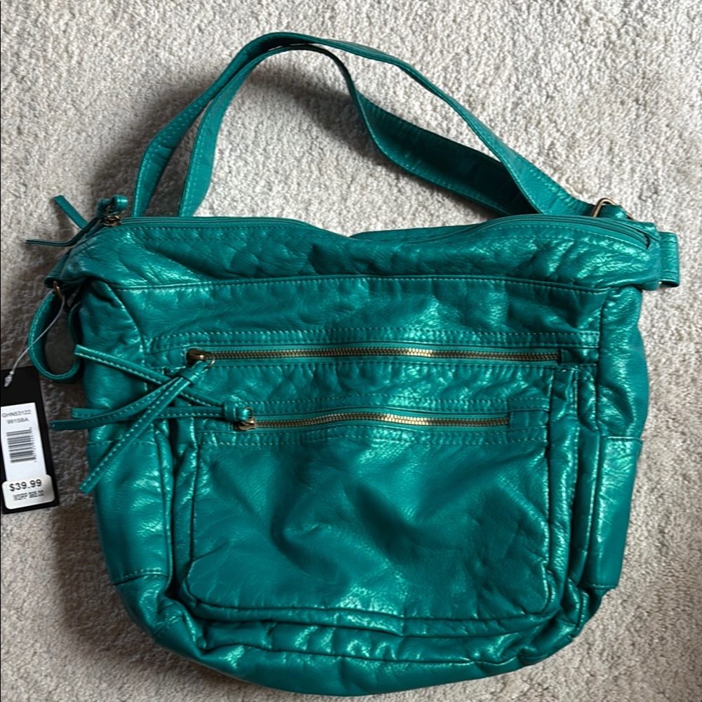 BUENO Sea green/blue Leather Bag NWT - Picture 5 of 12